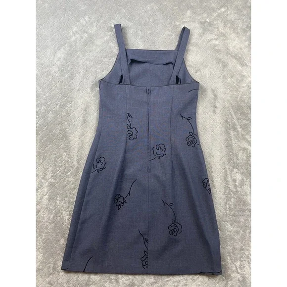 City Triangles Navy Blue Floral Print Square‎ Neck Mini Dress Size S - Picture 2 of 14